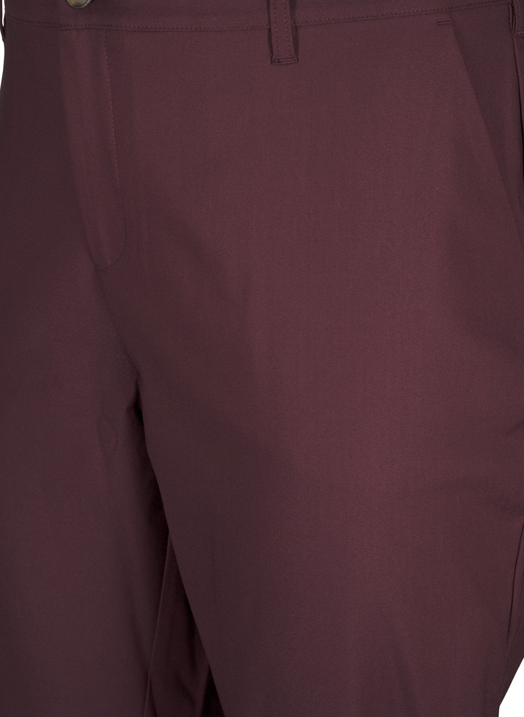 Zizzifashion High-waisted trousers with straight legs, Dark Bordeaux, Packshot image number 2
