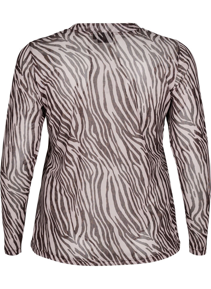 Mesh top with zebra print, Black, Packshot image number 1