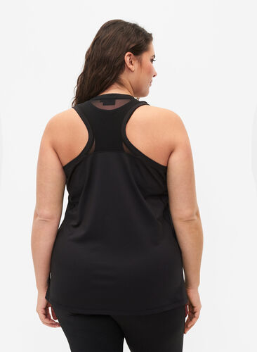 Sports top with racer back and mesh, Black, Model image number 1