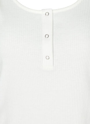 Top with a round neck in ribbed fabric, Bright White, Packshot image number 2