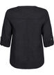 Cotton shirt blouse with a v-neck, Black, Packshot image number 1