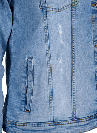 Short cotton denim jacket, Light blue denim, Packshot image number 3