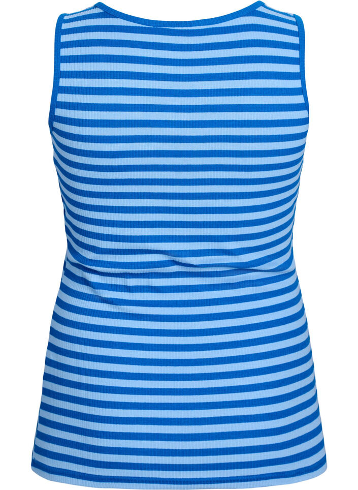 Striped tank top with a rib structure, Light Blue, Packshot image number 1