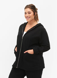 Hooded Sweatshirt, Black, Model