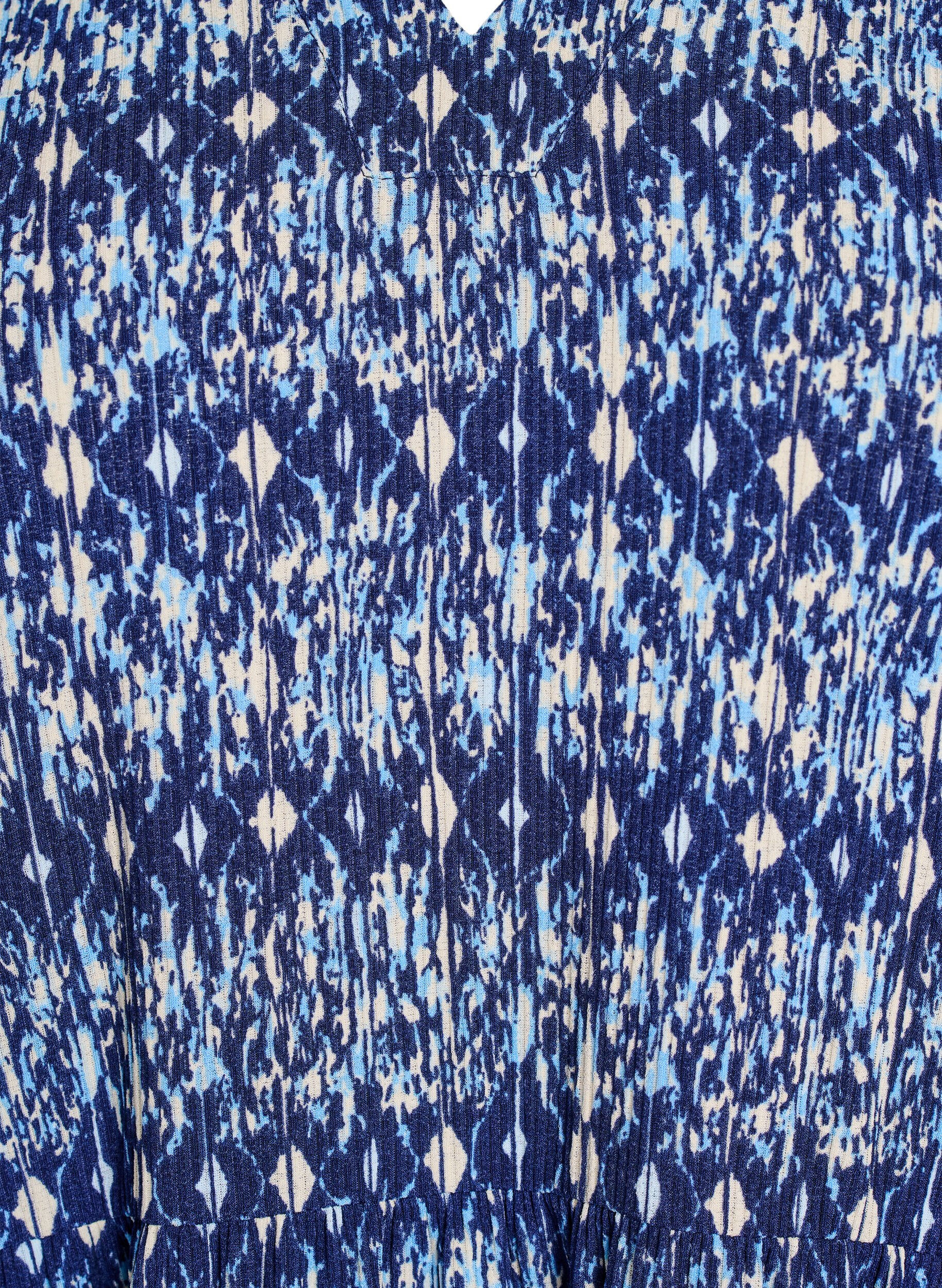 Zizzifashion Patterned dress with panels, Blue, Packshot image number 2