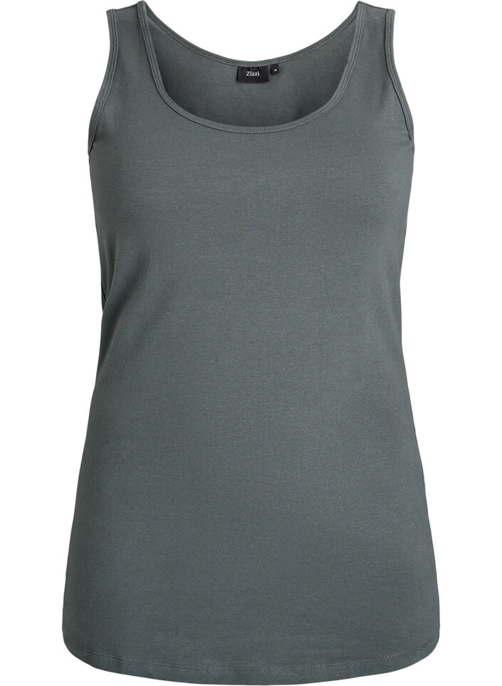 Solid color basic top in cotton, Green, Packshot image number 0