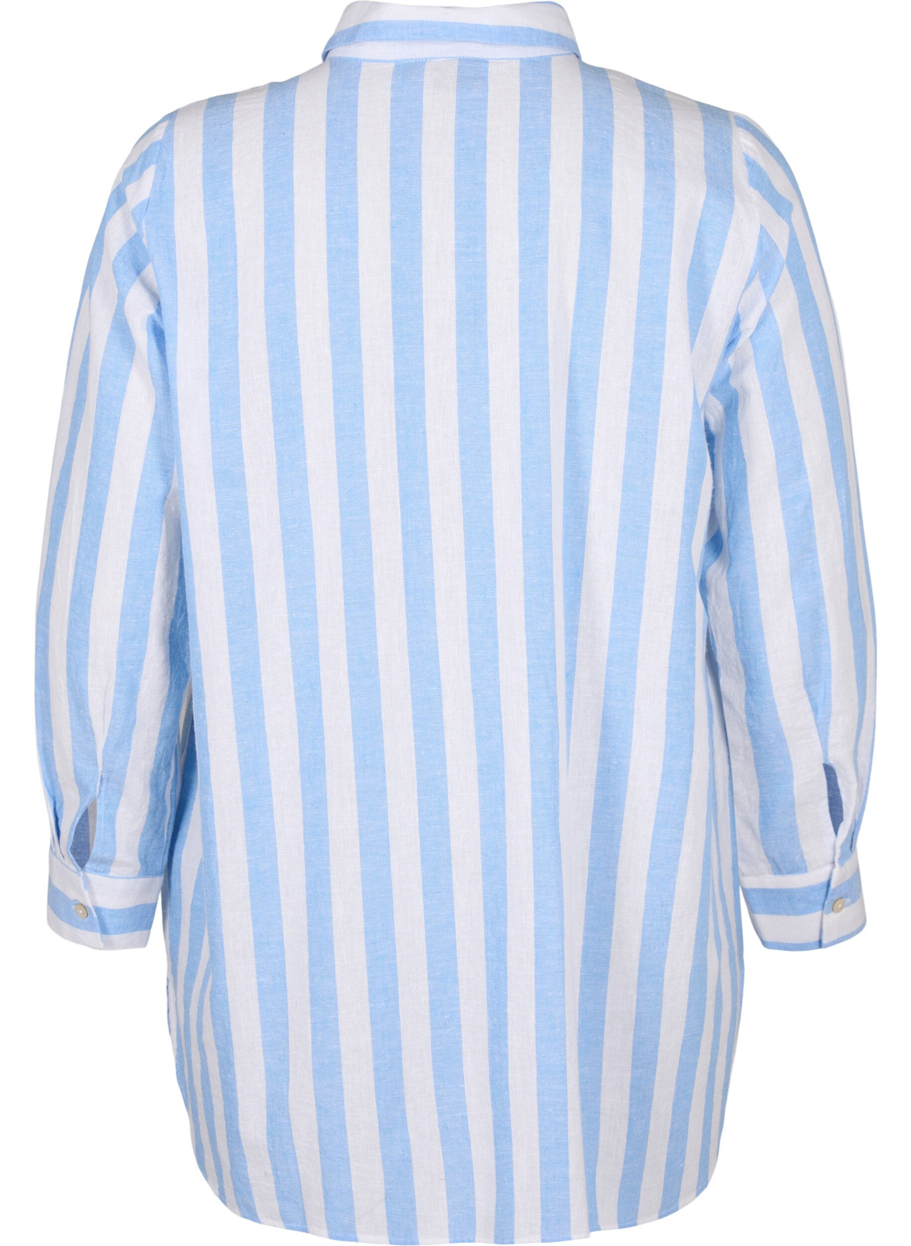 Zizzifashion Long shirt in linen and cotton, Blue White Stripe, Packshot image number 1