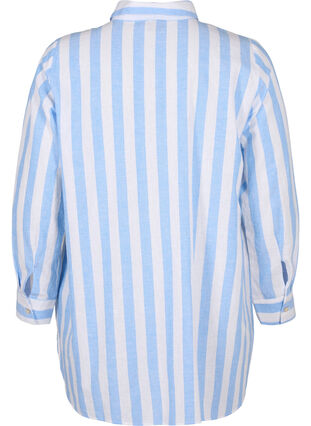 Long shirt in linen and cotton, Blue White Stripe, Packshot image number 1