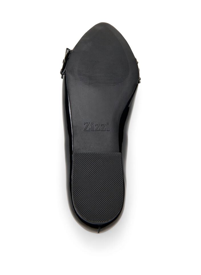 Wide fit - Ballerina with strap and studs, Black, Packshot image number 4