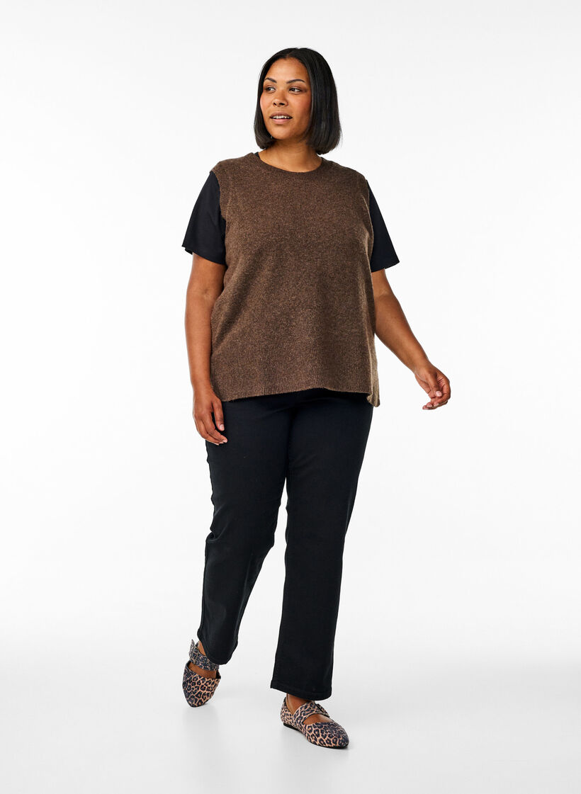 Knitted vest with ribbed edges, Green, Model image number 1