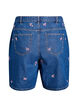 Denim shorts with embroidered flowers, Blue, Packshot image number 1