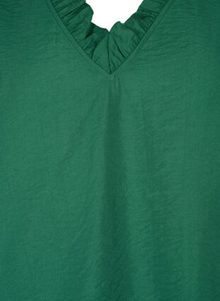 Long-sleeved viscose blouse with ruffle details, Hunter Green, Packshot image number 2