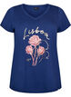 Cotton T-shirt with front print and V-neck, 1447, Packshot image number 0