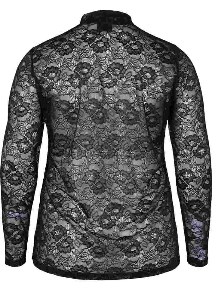 Long-sleeved lace blouse, Black Lace, Packshot image number 1
