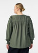 Viscose blouse with smock and gathered details, Green, Model image number 2
