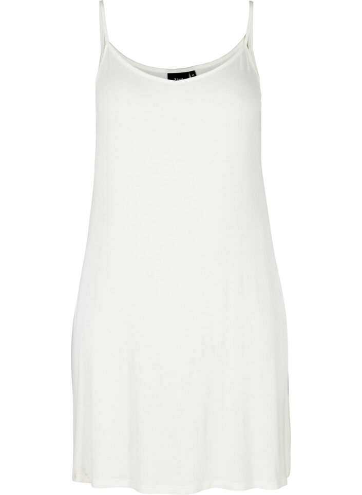 Plain-coloured slip dress in viscose, White, Packshot image number 0