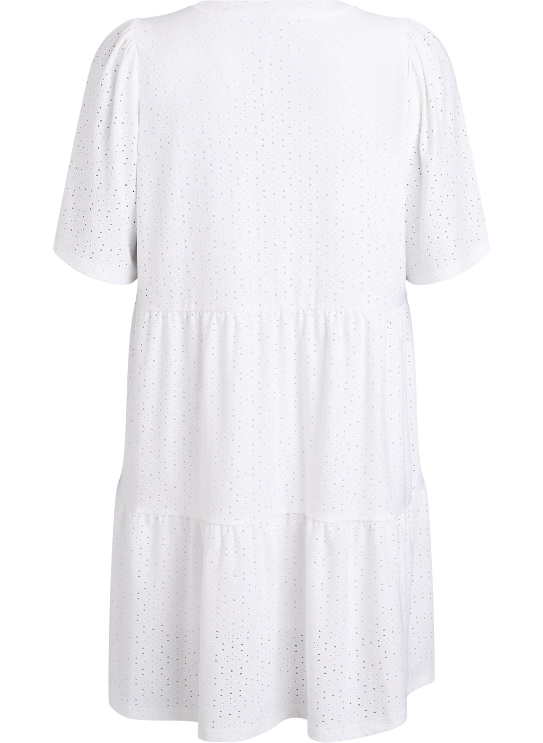 ZizzifashionShort dress with lace pattern and layered skirt, White, Packshot image number 1