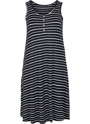 Striped viscose midi dress, Black w. stripe, Packshot image number 0