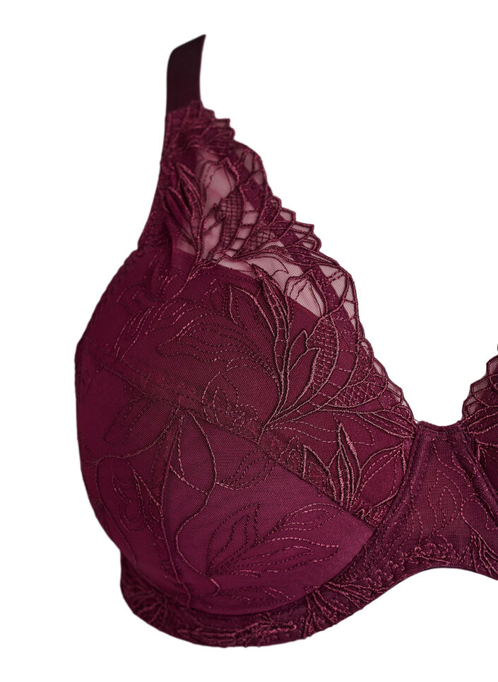 Padded lace bra with underwire, Red, Packshot image number 2