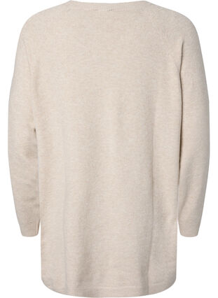 Knitted melange pullover with pearl buttons on the sides	, Pumice Stone Mel., Packshot image number 1