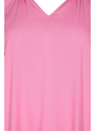 Short-sleeved viscose dress with v-neck, Aurora Pink, Packshot image number 2