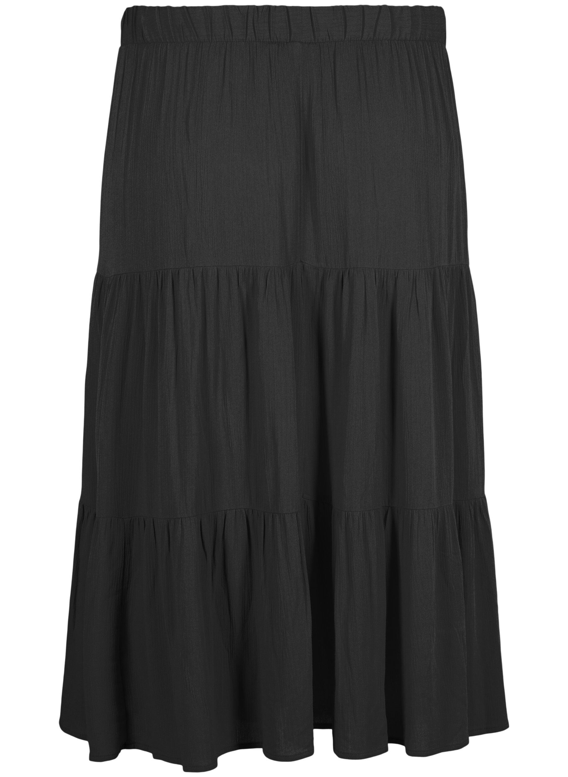 ZizzifashionLong skirt with elasticated waist, Black, Packshot image number 1