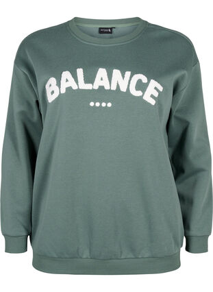 Sweatshirt with terry text, Duck Green, Packshot image number 0