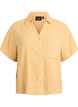 Cotton muslin blouse with short sleeves, Yellow, Packshot image number 0