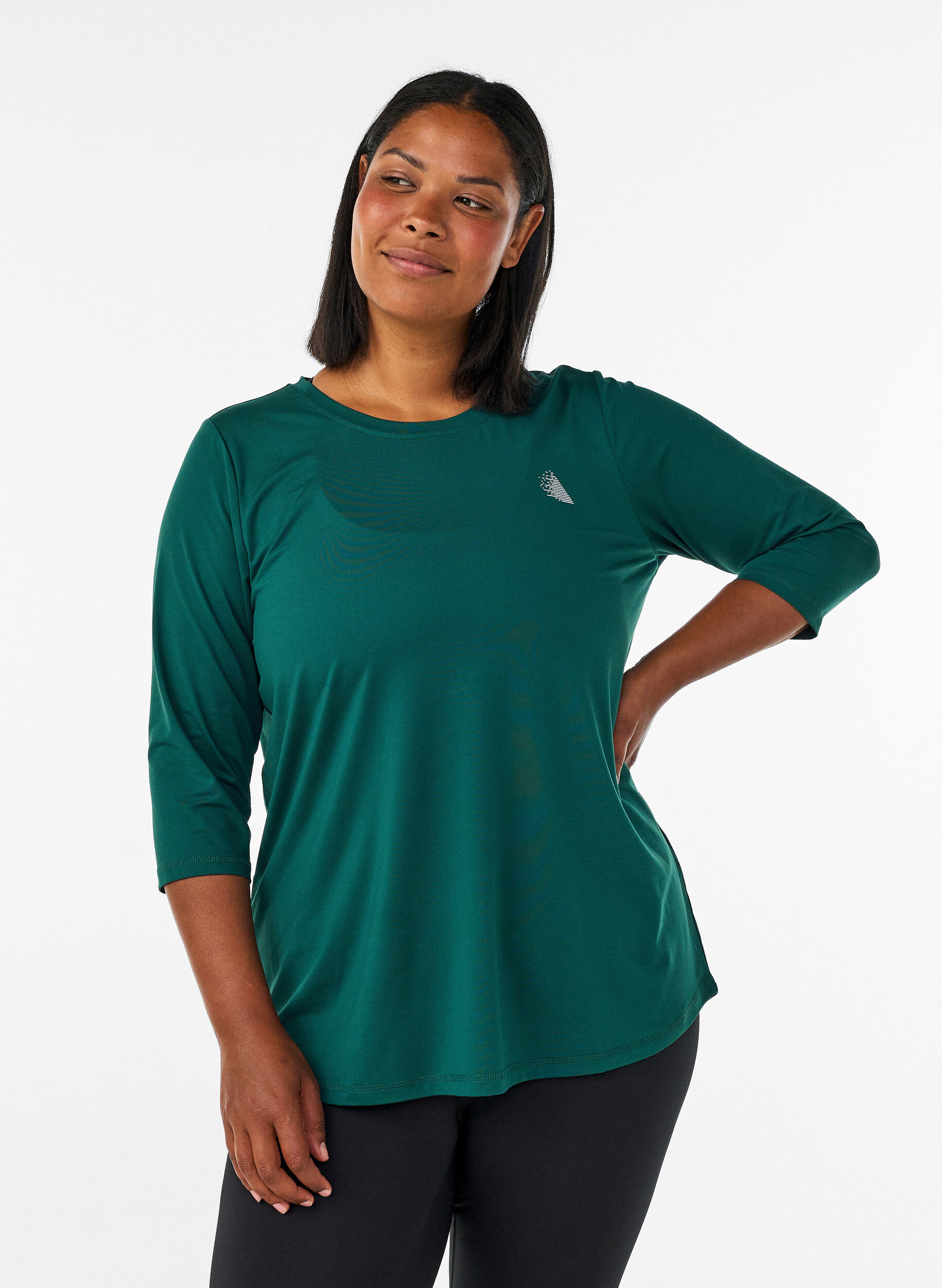 Sports top with 3/4 sleeves, Green, Model