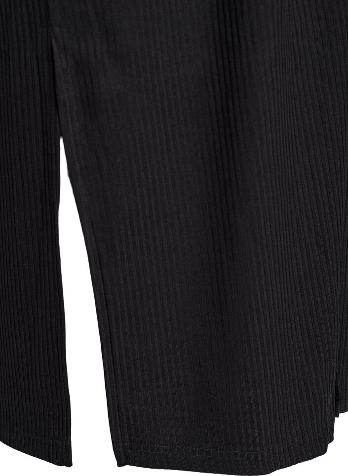 Maxi dress in jersey with collar and short sleeves, Black, Packshot image number 3