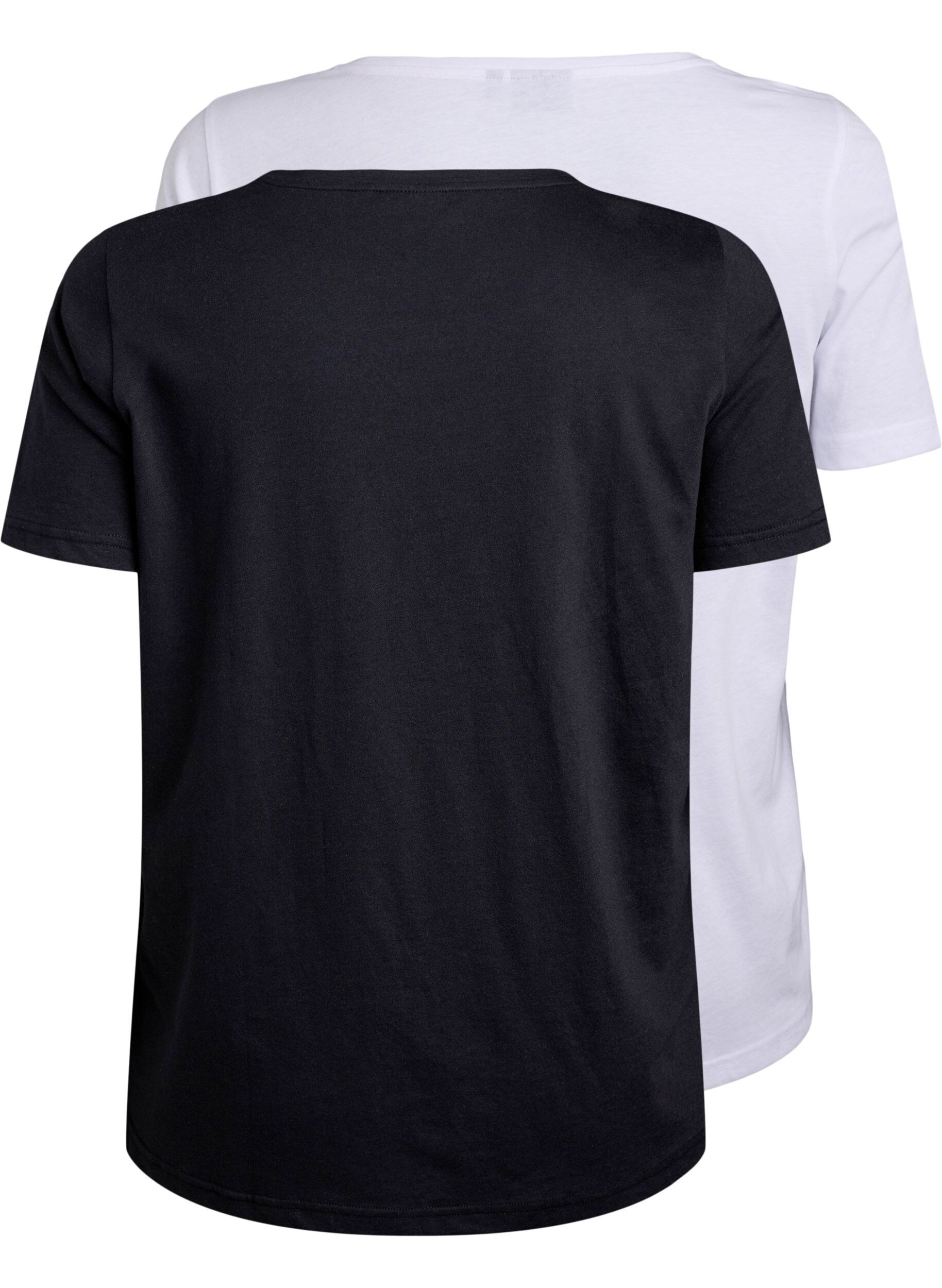 Zizzifashion FLASH - 2-pack t-shirts with crew neck, Black/White, Packshot image number 1