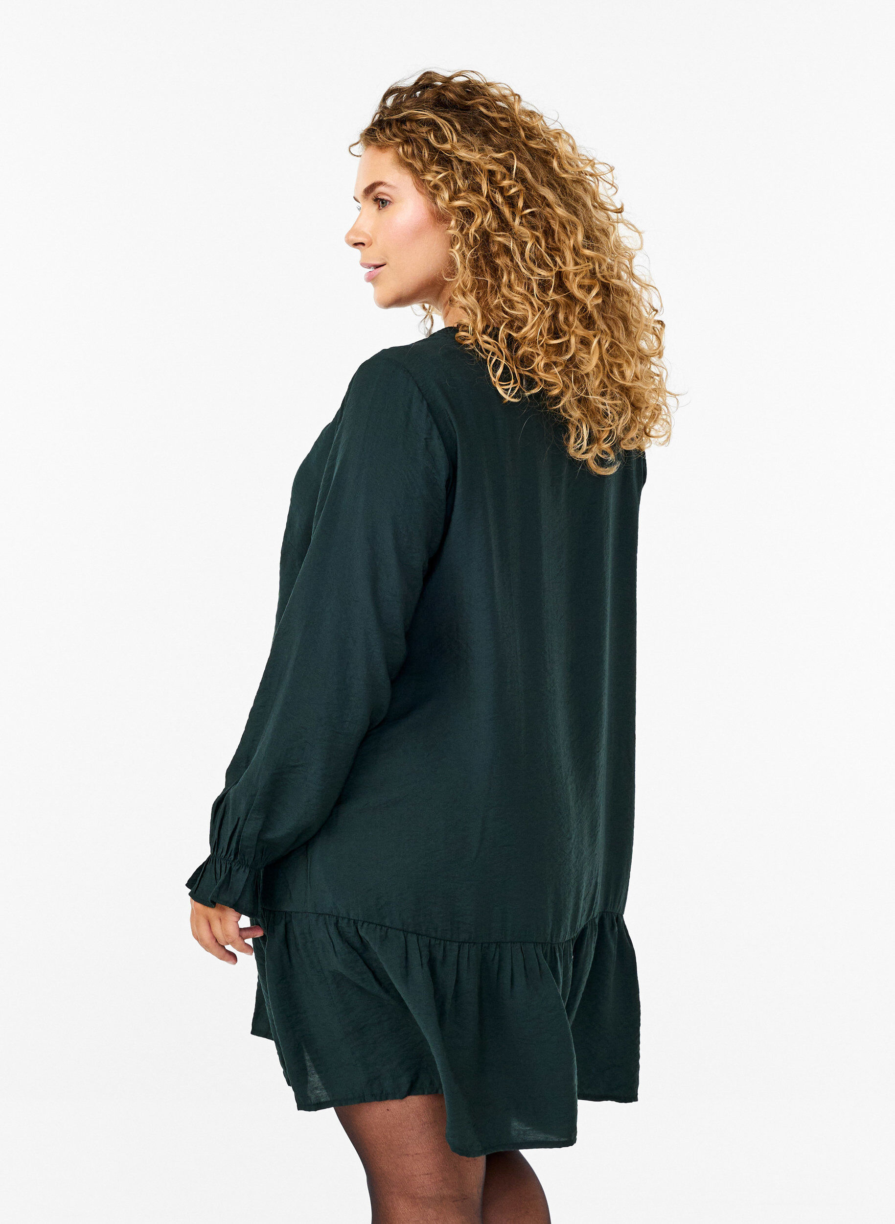 Zizzifashion Short dress with stitching and buttons, Scarab, Model image number 1