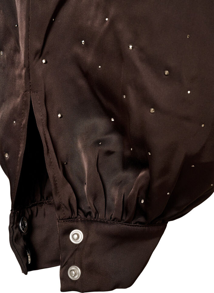 Satin balloon trousers with rhinestones, Brown, Packshot image number 3