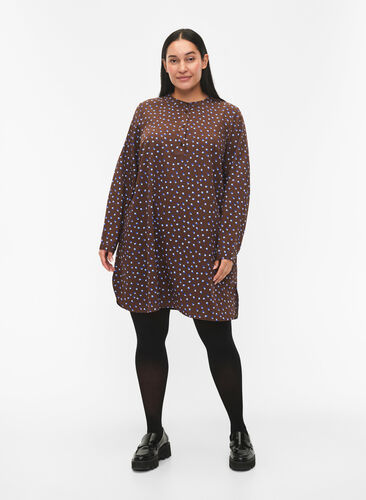 FLASH - Printed tunic with long sleeves, Chicory Coffee AOP, Model image number 2