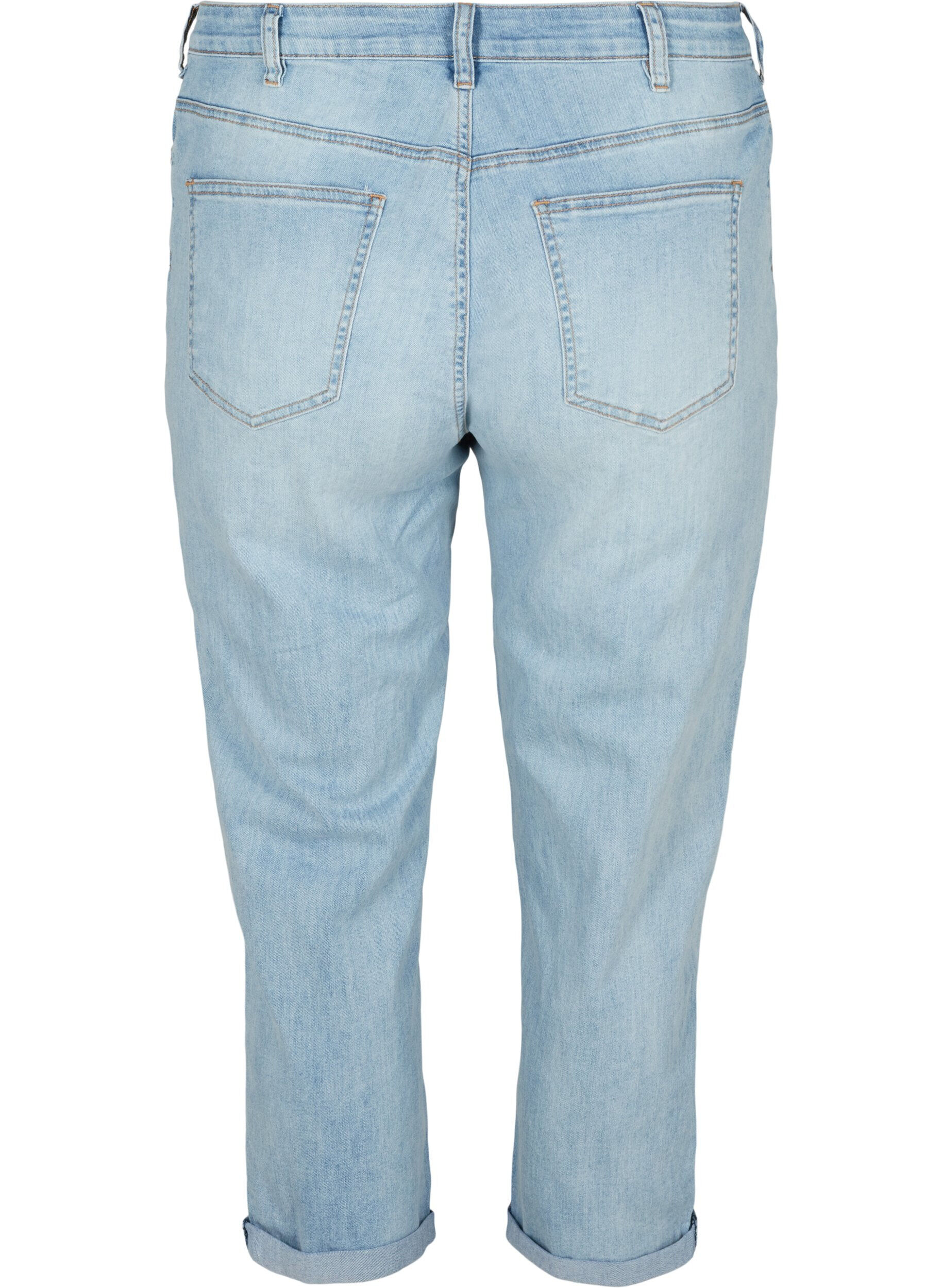 Zizzifashion 7/8 jeans with rolled up hems and high waist, Light Blue, Packshot image number 1