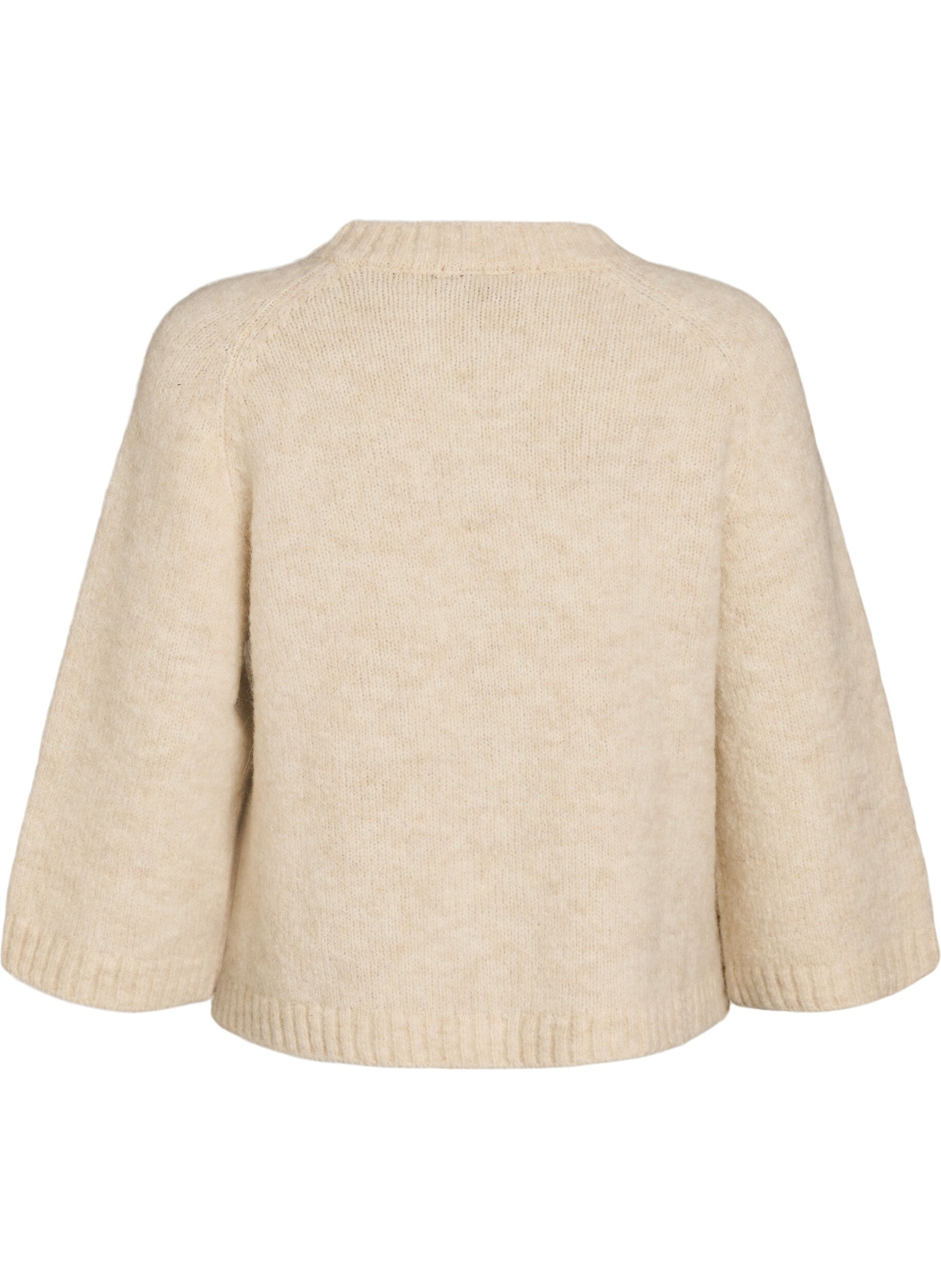 ZizzifashionWool blend cardigan with 3/4 sleeves, Beige, Packshot image number 1