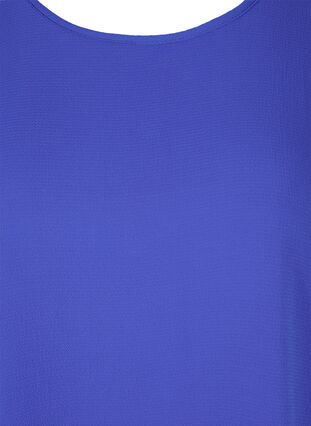 Blouse with short sleeves and a round neckline, Dazzling Blue, Packshot image number 2