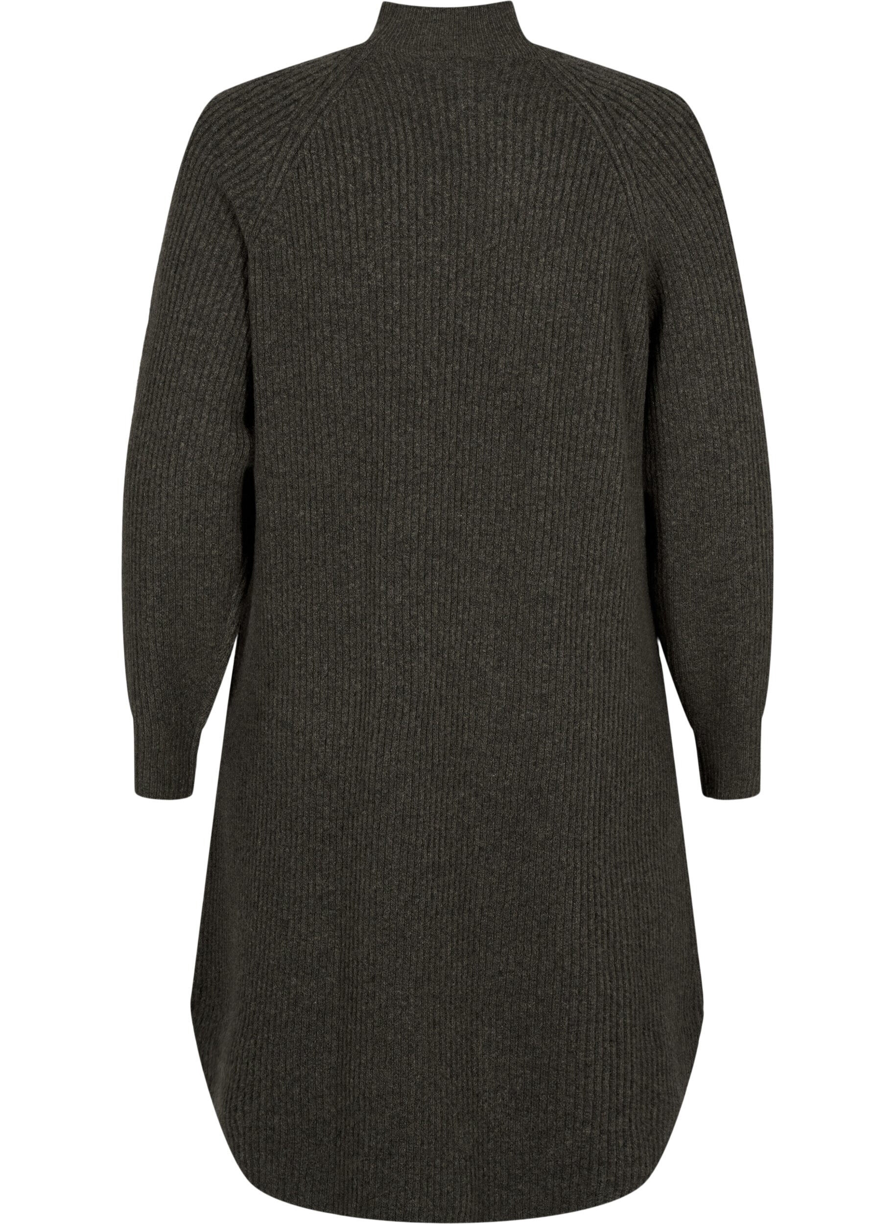 Zizzifashion Long-sleeved knitted dress with a high neck, Sea Turtle Mel., Packshot image number 1