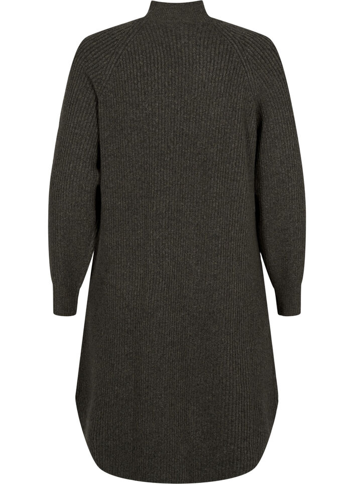 Long-sleeved knitted dress with a high neck, Sea Turtle Mel., Packshot image number 1