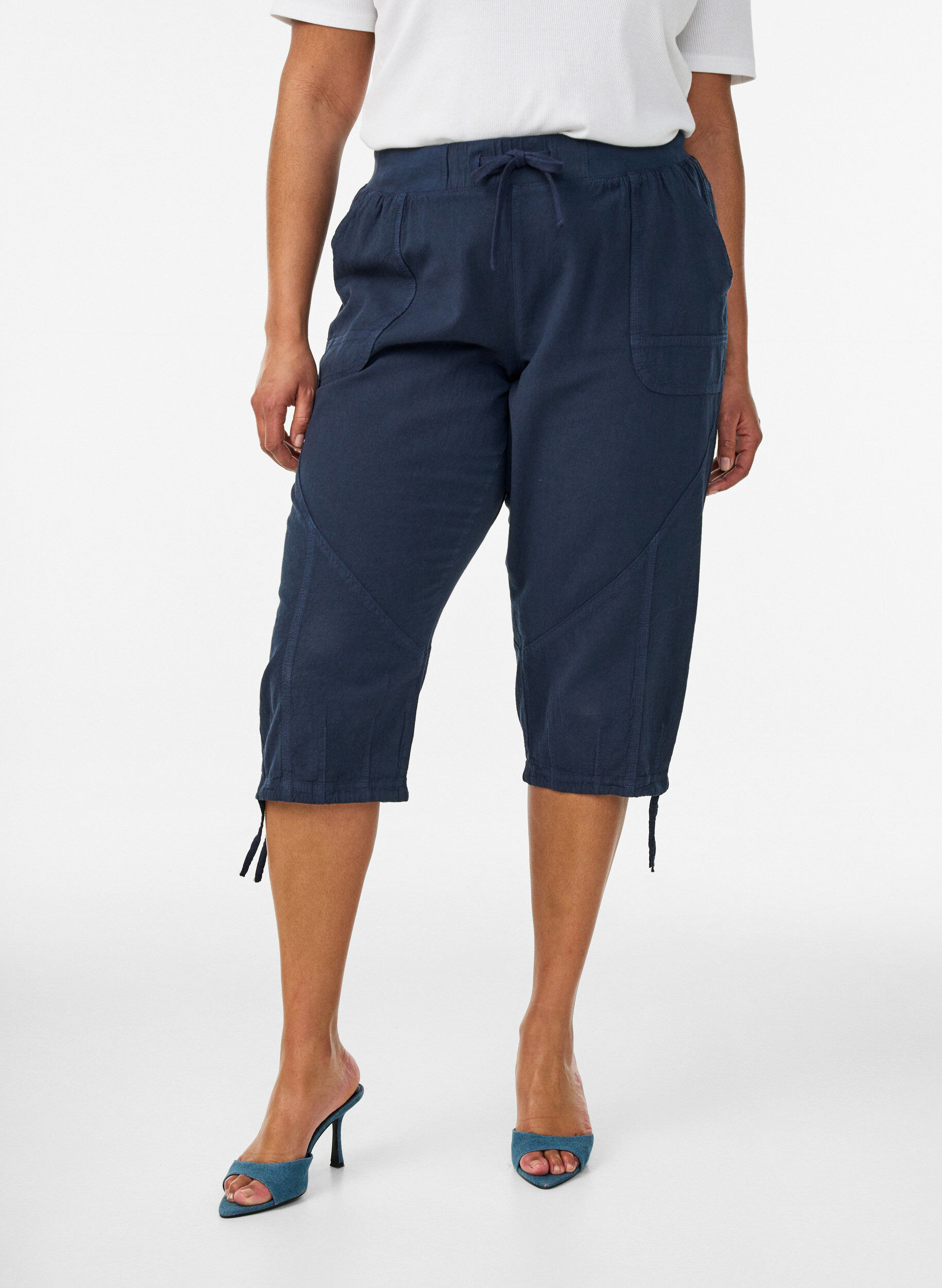 ZizzifashionCotton Capri trousers, Blue, Model image number 2