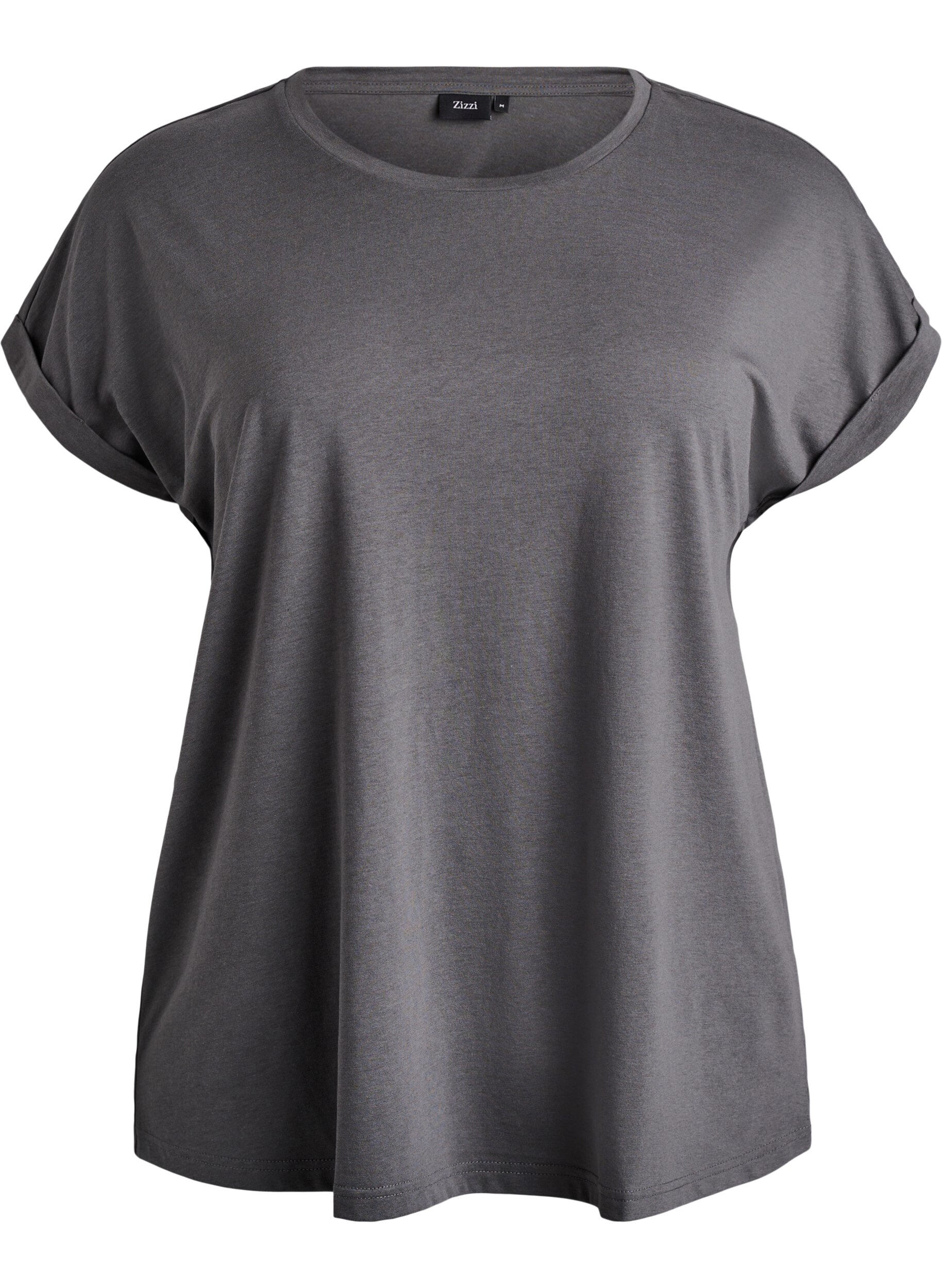 Zizzifashion Short-sleeved cotton blend t-shirt, Dark Grey, Packshot image number 0