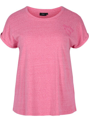 Mottled t-shirt in cotton, Fandango Pink Mel, Packshot image number 0