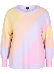 Knitted jumper with stripes and round neckline, Pale Banana Mel.Com, Packshot