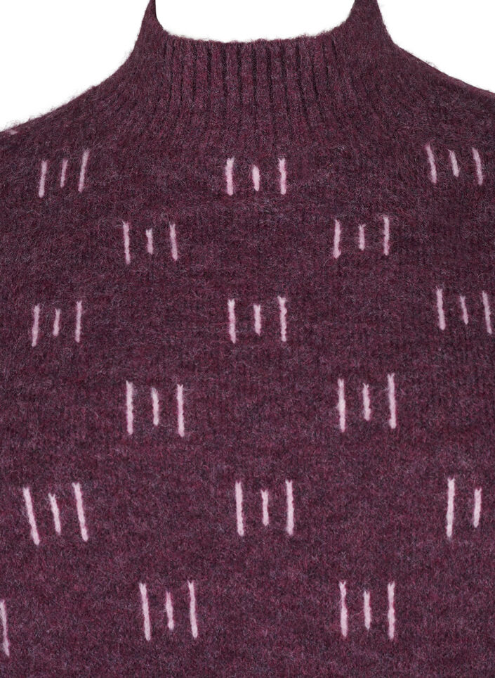 Knitted blouse with pattern and high neck, Potent P. Mel. Comb, Packshot image number 2