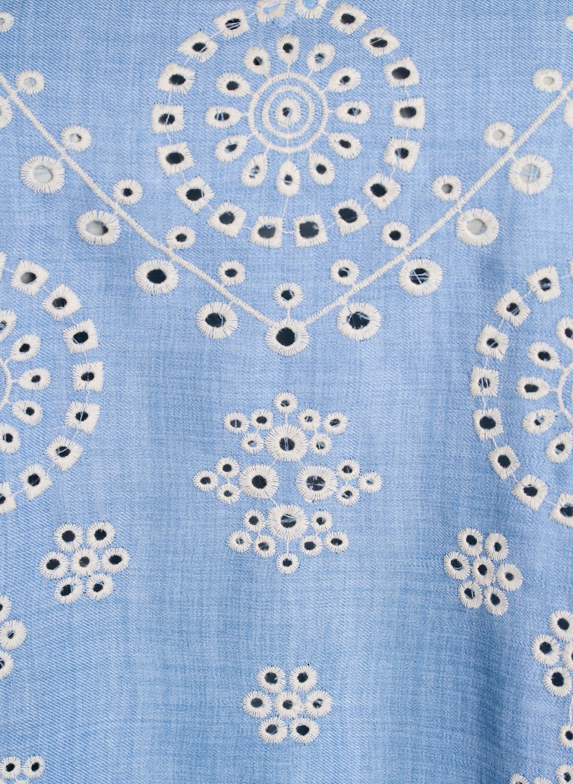 Zizzifashion Blouse with broderie anglaise and short puff sleeves, Blue, Packshot image number 2