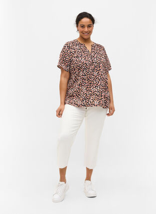Printed blouse with short sleeves, Ditsy AOP, Model image number 2
