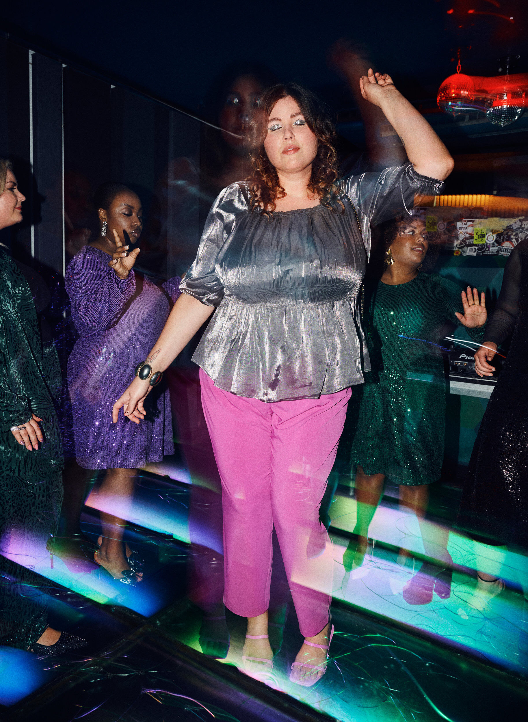 Zizzifashion Silver-colored blouse with 3/4 sleeves and smock, Dark Silver, Image image number 1