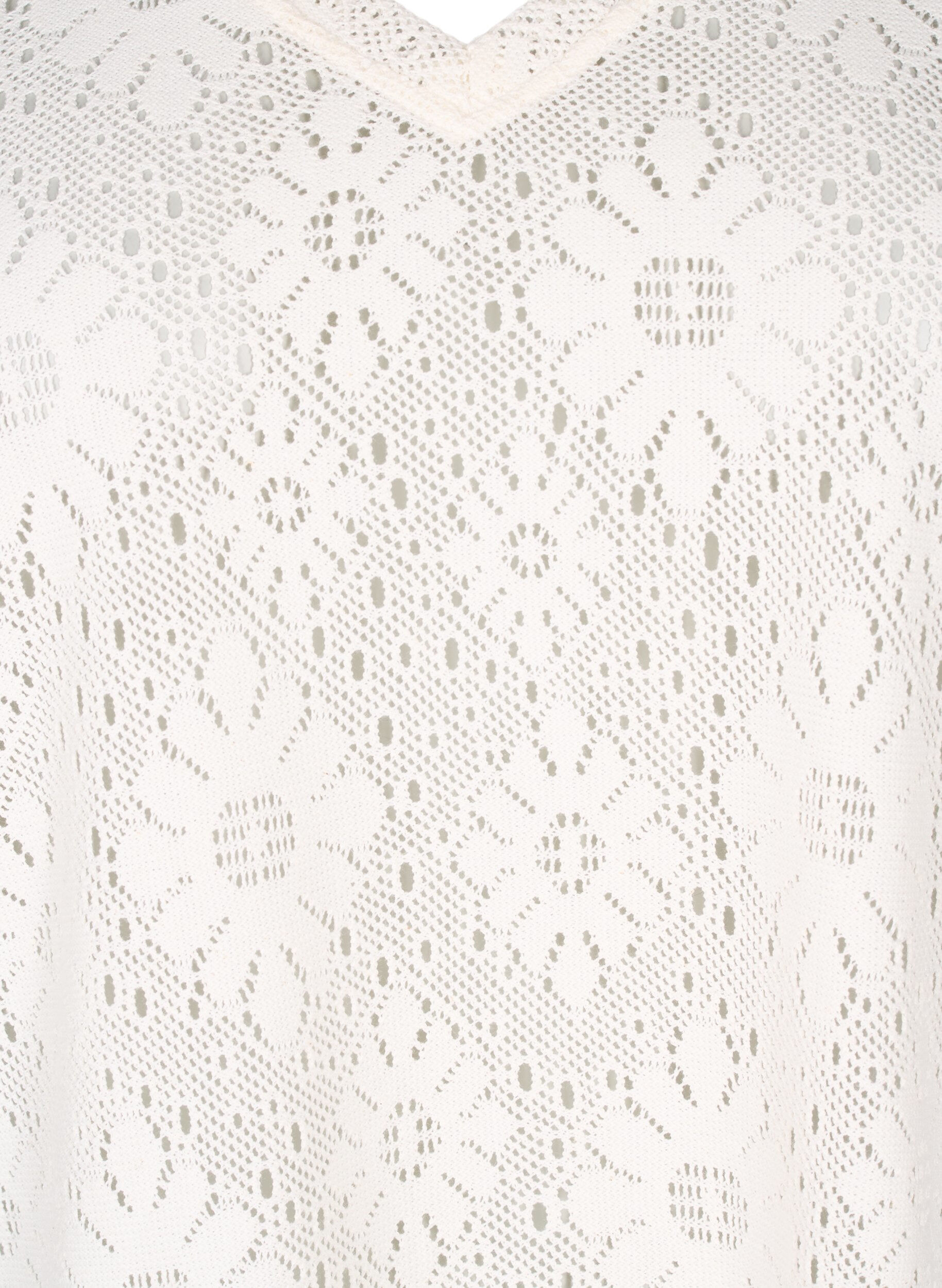 Zizzifashion Blouse with an openwork pattern and short sleeves, Beige, Packshot image number 2