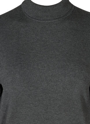 High neck knitted blouse made from a viscose mix, Dark Grey Melange, Packshot image number 2