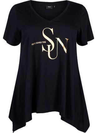 Cotton t-shirt with short sleeves, Black W. Sun, Packshot image number 0